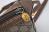 Authentic GUCCI Web Sherry Line Shoulder Cross Bag GG PVC Leather Brown 0765J