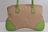 Authentic PRADA Vintage Canvas Leather Shoulder Tote Bag Beige Light Green 0765K