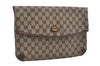 Authentic GUCCI Vintage Clutch Hand Bag Purse GG PVC Leather Brown Junk 0766J