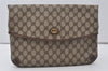 Authentic GUCCI Vintage Clutch Hand Bag Purse GG PVC Leather Brown Junk 0766J