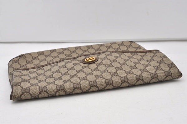 Authentic GUCCI Vintage Clutch Hand Bag Purse GG PVC Leather Brown Junk 0766J