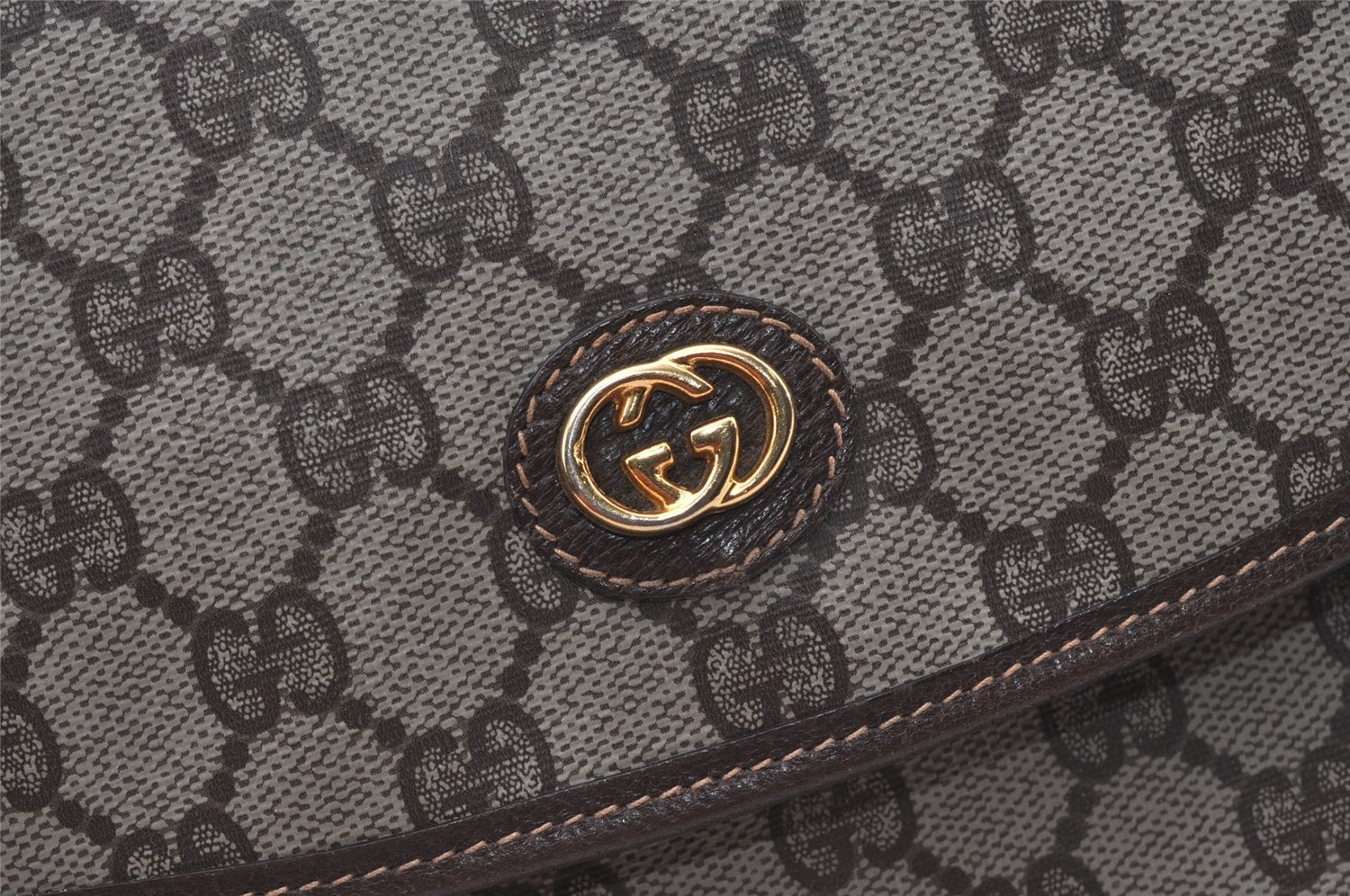 Authentic GUCCI Vintage Clutch Hand Bag Purse GG PVC Leather Brown Junk 0766J