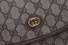 Authentic GUCCI Vintage Clutch Hand Bag Purse GG PVC Leather Brown Junk 0766J