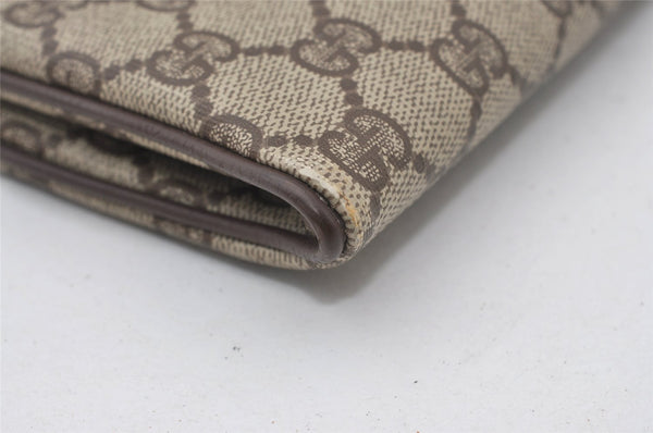 Authentic GUCCI Vintage Clutch Hand Bag Purse GG PVC Leather Brown Junk 0766J