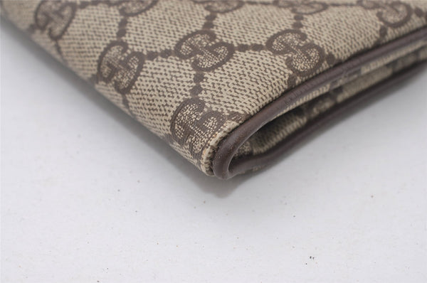Authentic GUCCI Vintage Clutch Hand Bag Purse GG PVC Leather Brown Junk 0766J