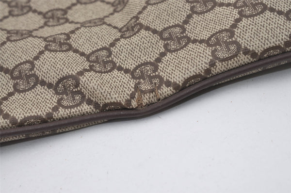 Authentic GUCCI Vintage Clutch Hand Bag Purse GG PVC Leather Brown Junk 0766J