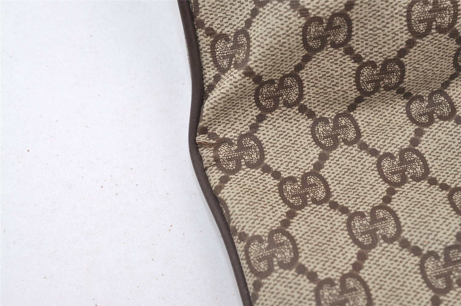 Authentic GUCCI Vintage Clutch Hand Bag Purse GG PVC Leather Brown Junk 0766J