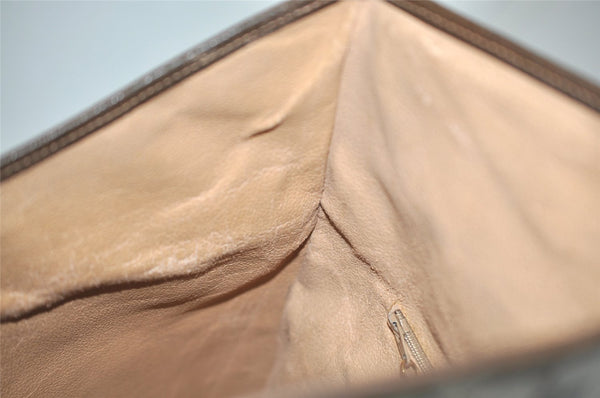 Authentic GUCCI Vintage Clutch Hand Bag Purse GG PVC Leather Brown Junk 0766J