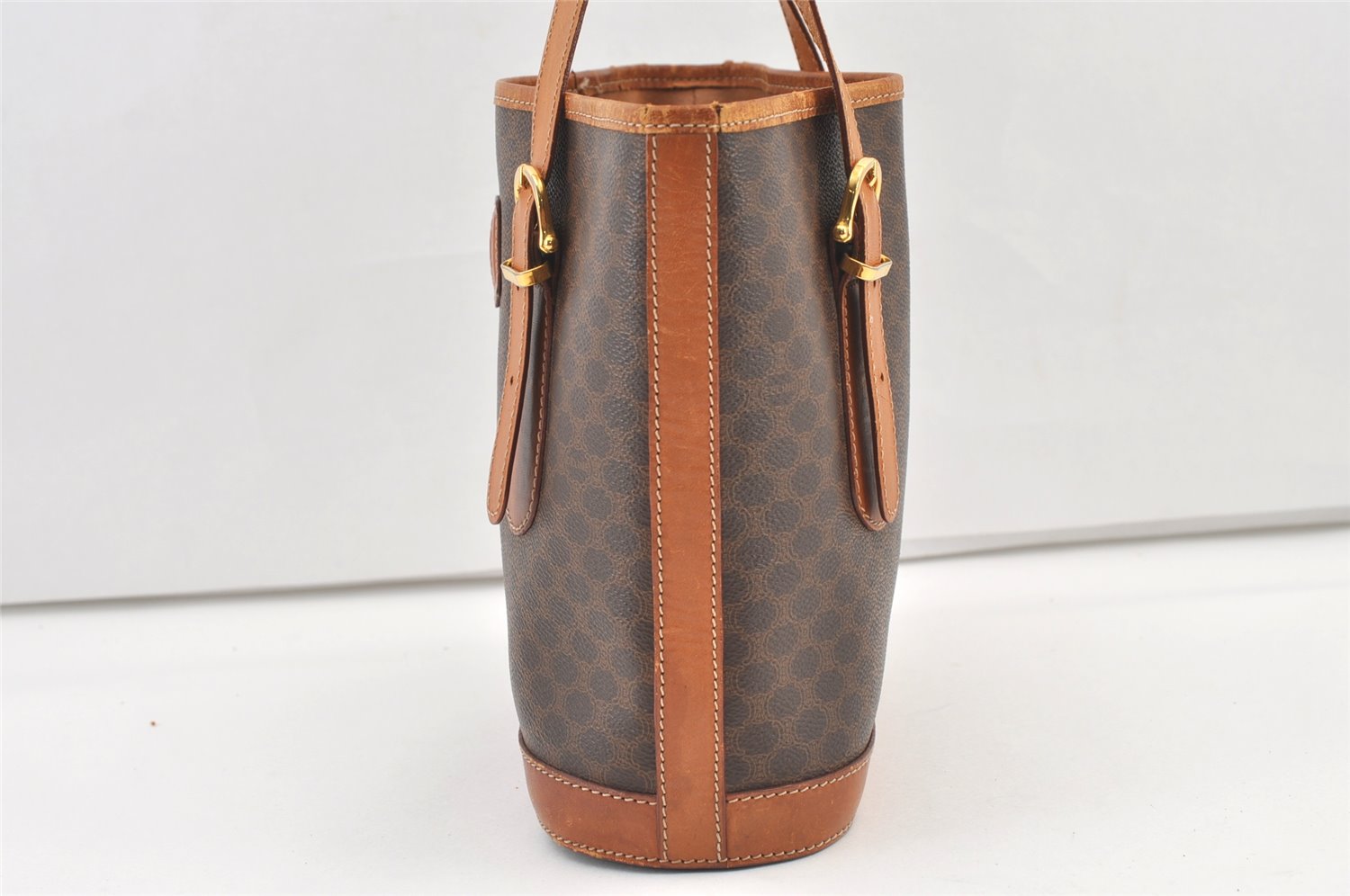 Authentic CELINE Macadam Blason Shoulder Hand Bag Purse PVC Leather Brown 0767K
