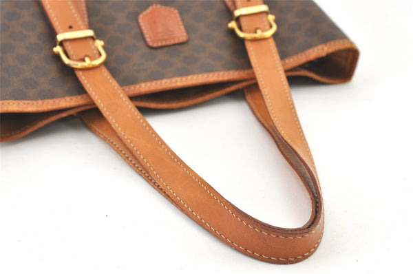 Authentic CELINE Macadam Blason Shoulder Hand Bag Purse PVC Leather Brown 0767K