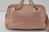 Authentic GUCCI SOHO Tassel Chain Shoulder Hand Bag GG Leather 308983 Pink 0768J