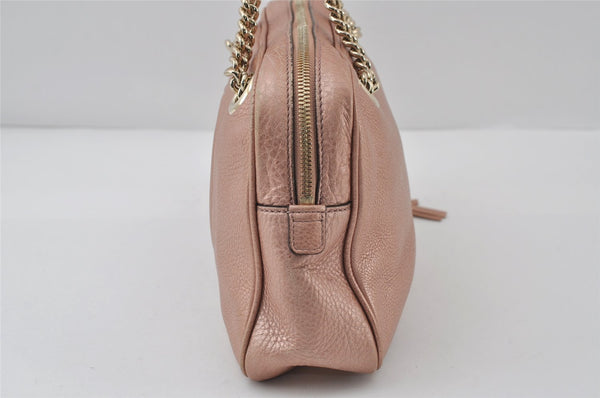 Authentic GUCCI SOHO Tassel Chain Shoulder Hand Bag GG Leather 308983 Pink 0768J