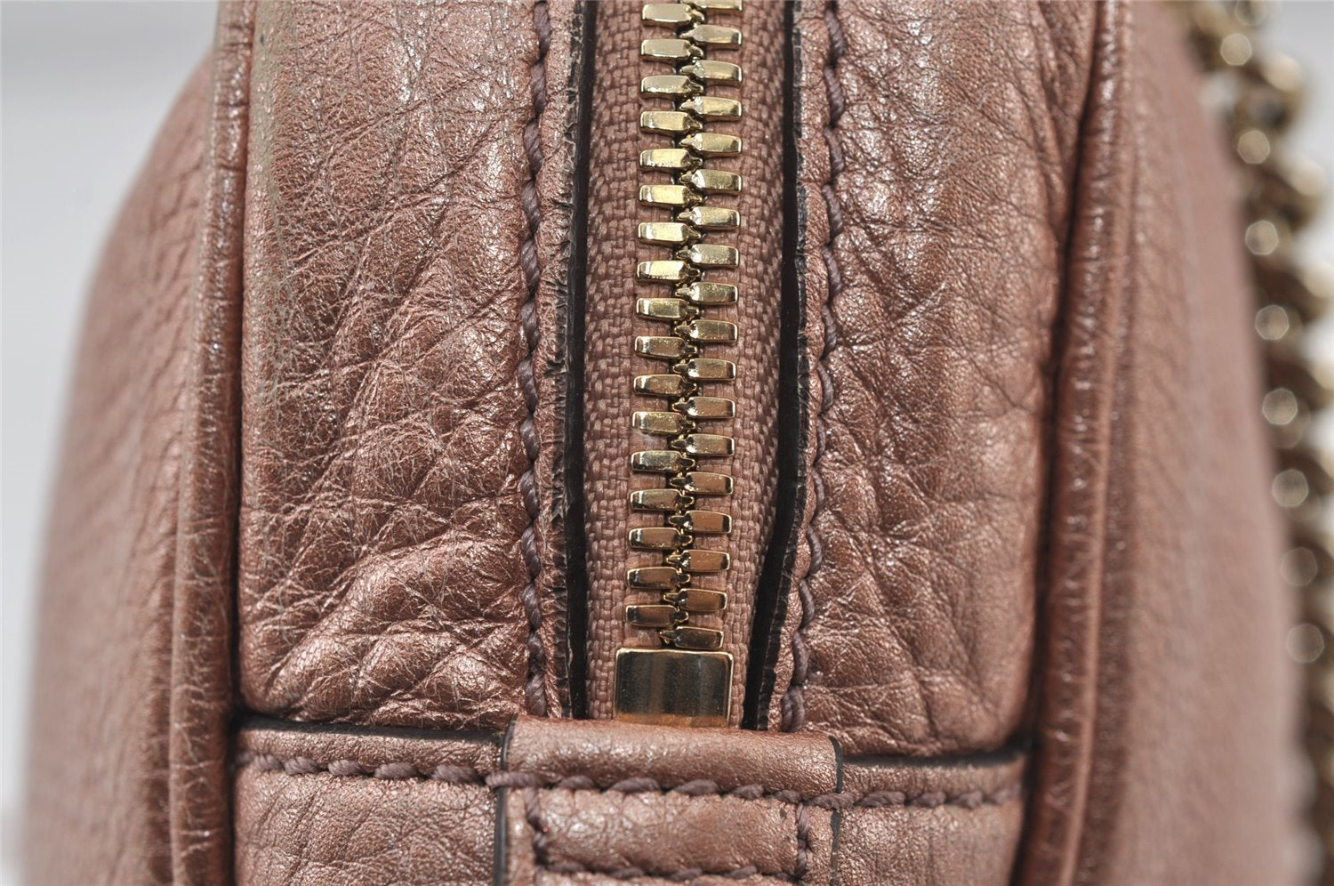 Authentic GUCCI SOHO Tassel Chain Shoulder Hand Bag GG Leather 308983 Pink 0768J