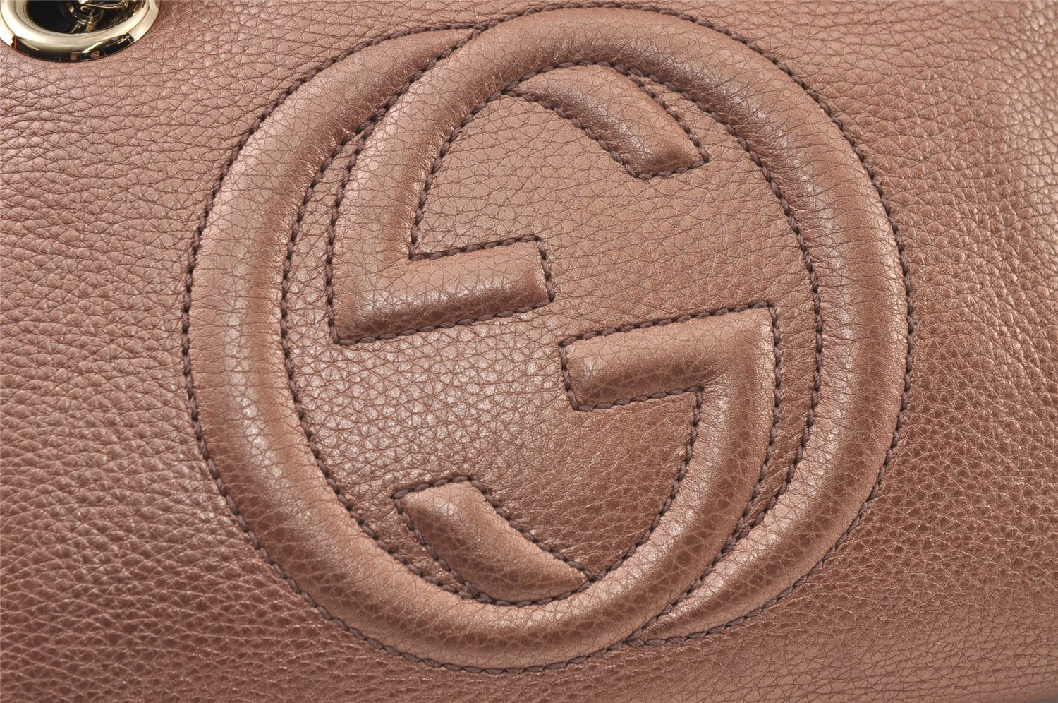 Authentic GUCCI SOHO Tassel Chain Shoulder Hand Bag GG Leather 308983 Pink 0768J