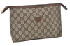 Authentic GUCCI Vintage Clutch Hand Bag Purse GG PVC Leather Brown Junk 0769J