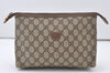 Authentic GUCCI Vintage Clutch Hand Bag Purse GG PVC Leather Brown Junk 0769J