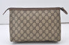 Authentic GUCCI Vintage Clutch Hand Bag Purse GG PVC Leather Brown Junk 0769J
