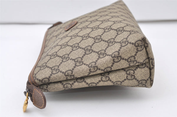 Authentic GUCCI Vintage Clutch Hand Bag Purse GG PVC Leather Brown Junk 0769J