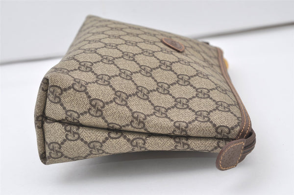 Authentic GUCCI Vintage Clutch Hand Bag Purse GG PVC Leather Brown Junk 0769J