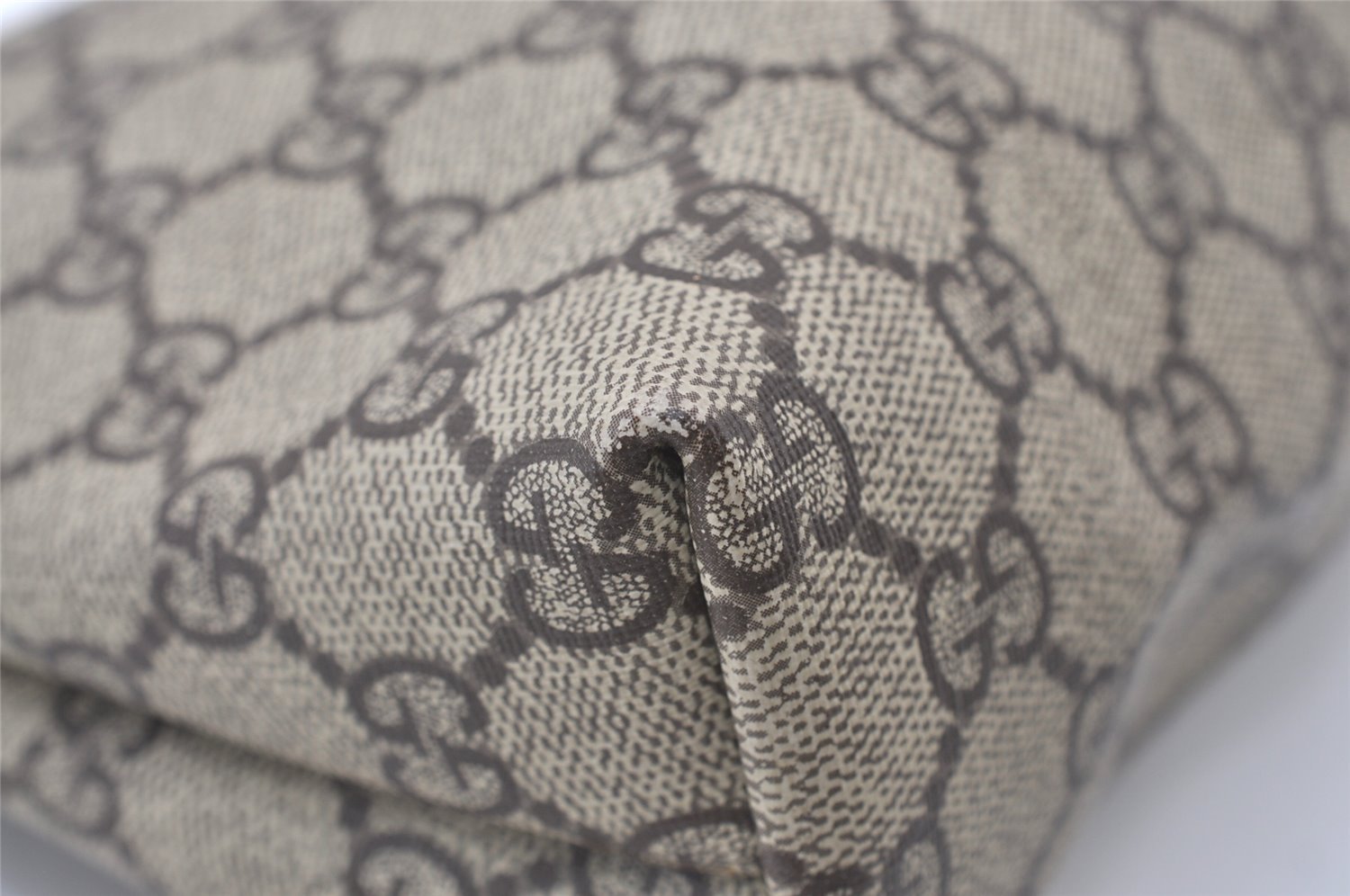 Authentic GUCCI Vintage Clutch Hand Bag Purse GG PVC Leather Brown Junk 0769J