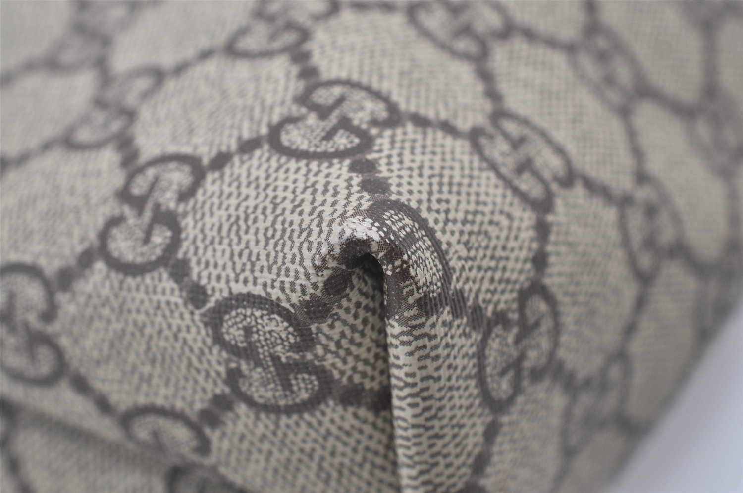 Authentic GUCCI Vintage Clutch Hand Bag Purse GG PVC Leather Brown Junk 0769J