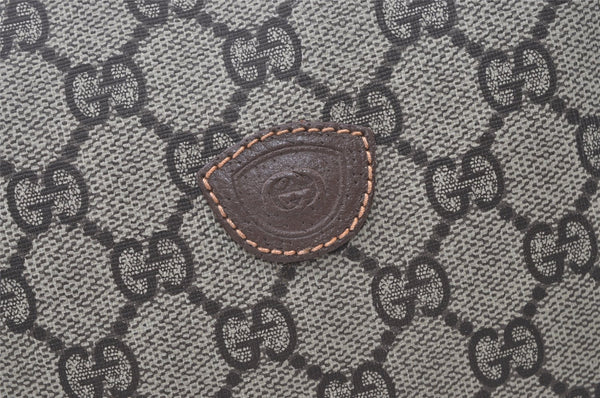 Authentic GUCCI Vintage Clutch Hand Bag Purse GG PVC Leather Brown Junk 0769J