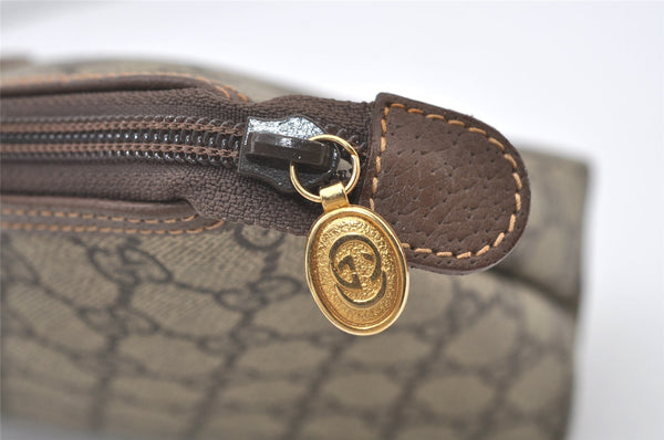 Authentic GUCCI Vintage Clutch Hand Bag Purse GG PVC Leather Brown Junk 0769J