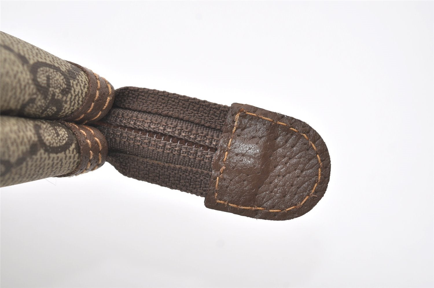 Authentic GUCCI Vintage Clutch Hand Bag Purse GG PVC Leather Brown Junk 0769J