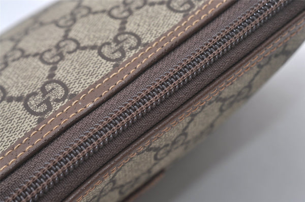 Authentic GUCCI Vintage Clutch Hand Bag Purse GG PVC Leather Brown Junk 0769J