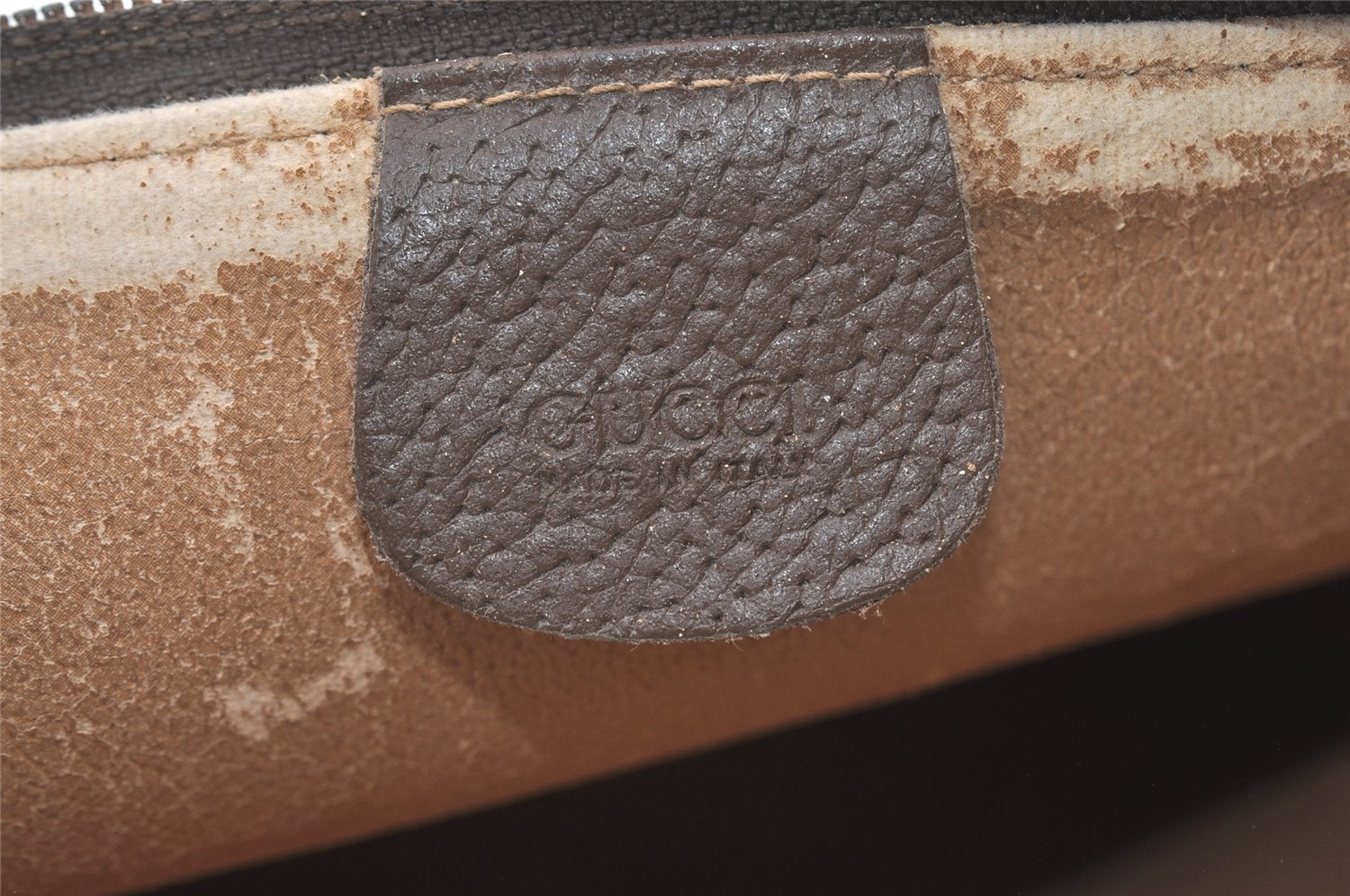 Authentic GUCCI Vintage Clutch Hand Bag Purse GG PVC Leather Brown Junk 0769J