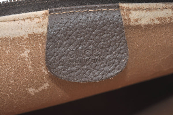 Authentic GUCCI Vintage Clutch Hand Bag Purse GG PVC Leather Brown Junk 0769J