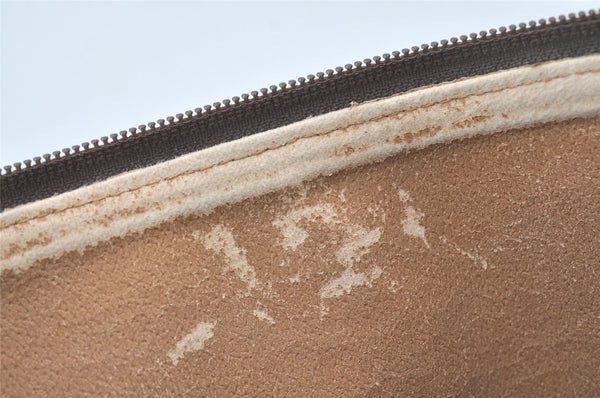 Authentic GUCCI Vintage Clutch Hand Bag Purse GG PVC Leather Brown Junk 0769J