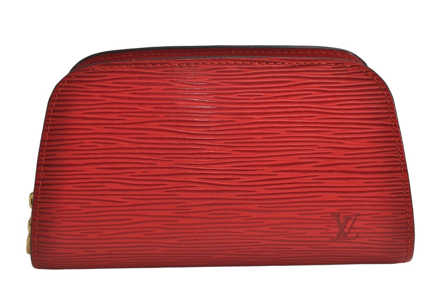 Authentic Louis Vuitton Epi Dauphine Cosmetic Pouch Red M48447 LV Junk 0771K