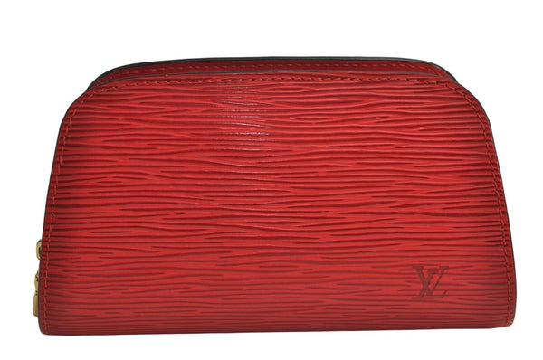 Authentic Louis Vuitton Epi Dauphine Cosmetic Pouch Red M48447 LV Junk 0771K