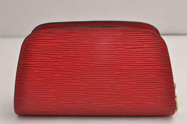 Authentic Louis Vuitton Epi Dauphine Cosmetic Pouch Red M48447 LV Junk 0771K
