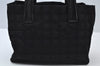 Authentic CHANEL New Travel Line Shoulder Tote Bag Nylon Leather Black 0772J