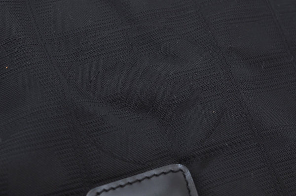 Authentic CHANEL New Travel Line Shoulder Tote Bag Nylon Leather Black 0772J