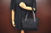 Authentic CHANEL New Travel Line Shoulder Tote Bag Nylon Leather Black 0772J