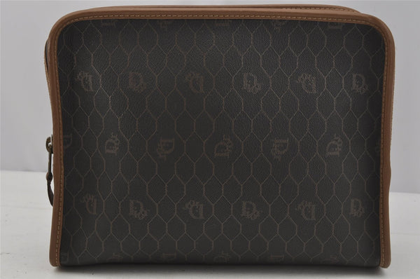 Authentic Christian Dior Honeycomb Clutch Hand Bag Purse PVC Black CD 0773J