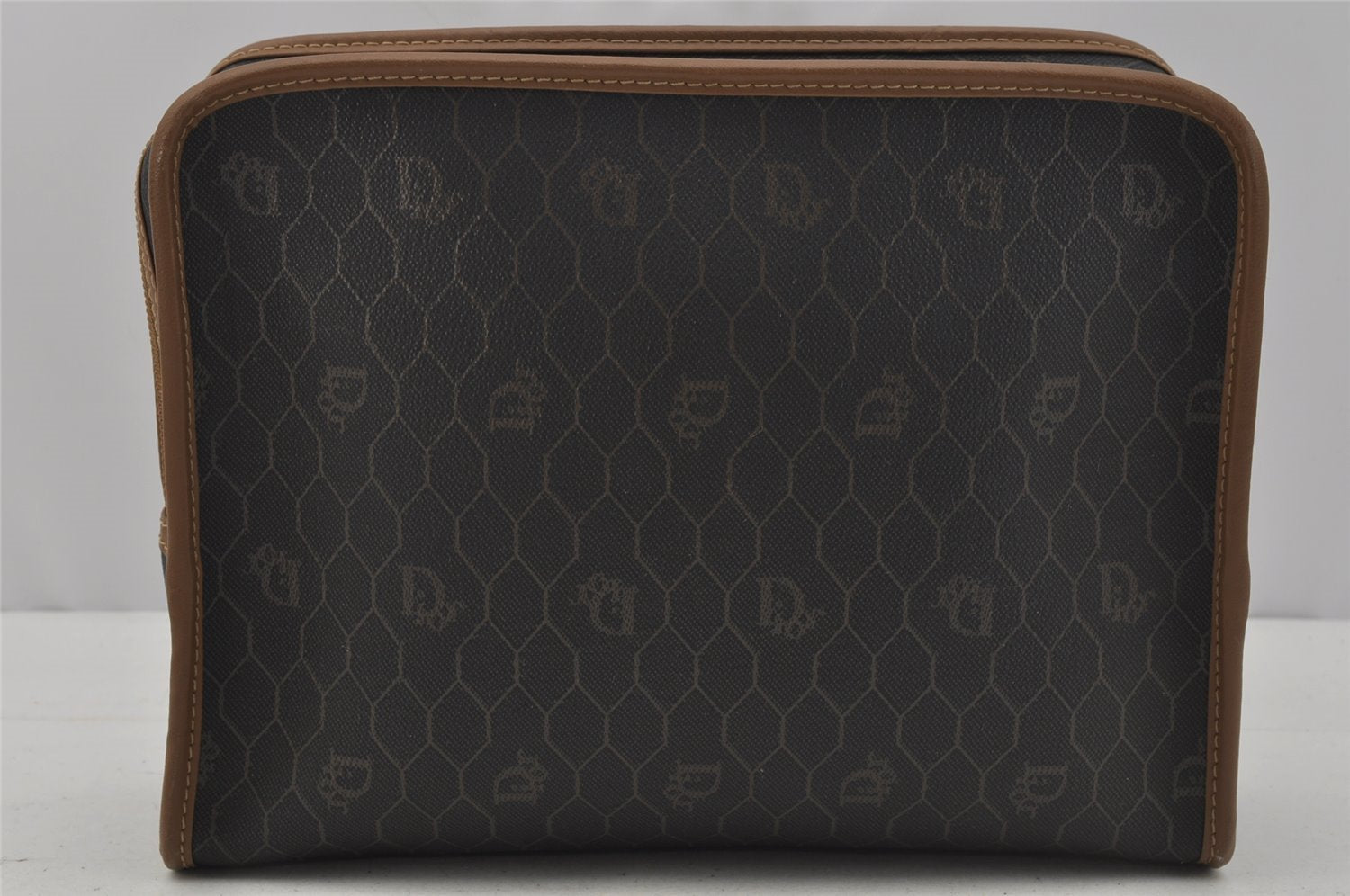 Authentic Christian Dior Honeycomb Clutch Hand Bag Purse PVC Black CD 0773J