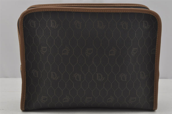 Authentic Christian Dior Honeycomb Clutch Hand Bag Purse PVC Black CD 0773J