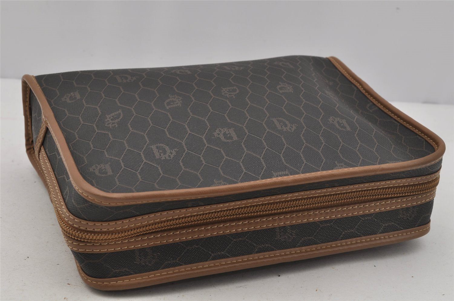 Authentic Christian Dior Honeycomb Clutch Hand Bag Purse PVC Black CD 0773J