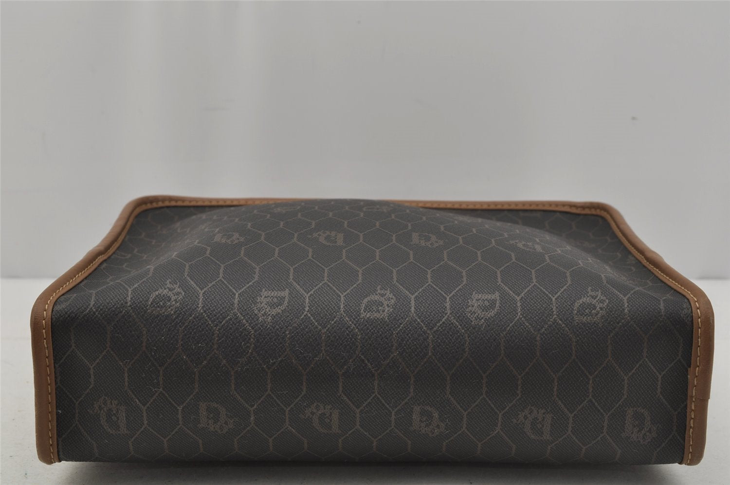 Authentic Christian Dior Honeycomb Clutch Hand Bag Purse PVC Black CD 0773J