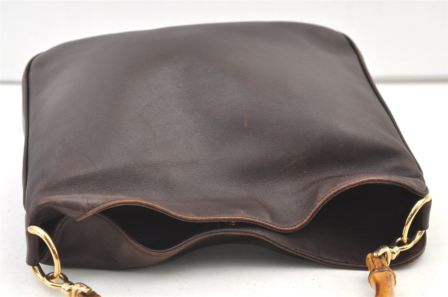 Authentic GUCCI Bamboo 2Way Shoulder Hand Bag Purse Leather Brown Junk 0773K