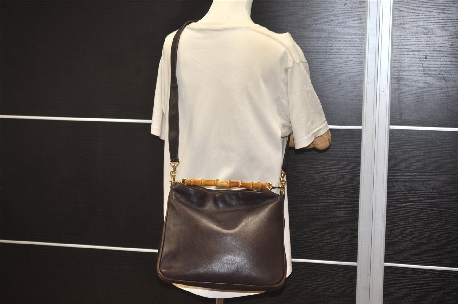 Authentic GUCCI Bamboo 2Way Shoulder Hand Bag Purse Leather Brown Junk 0773K