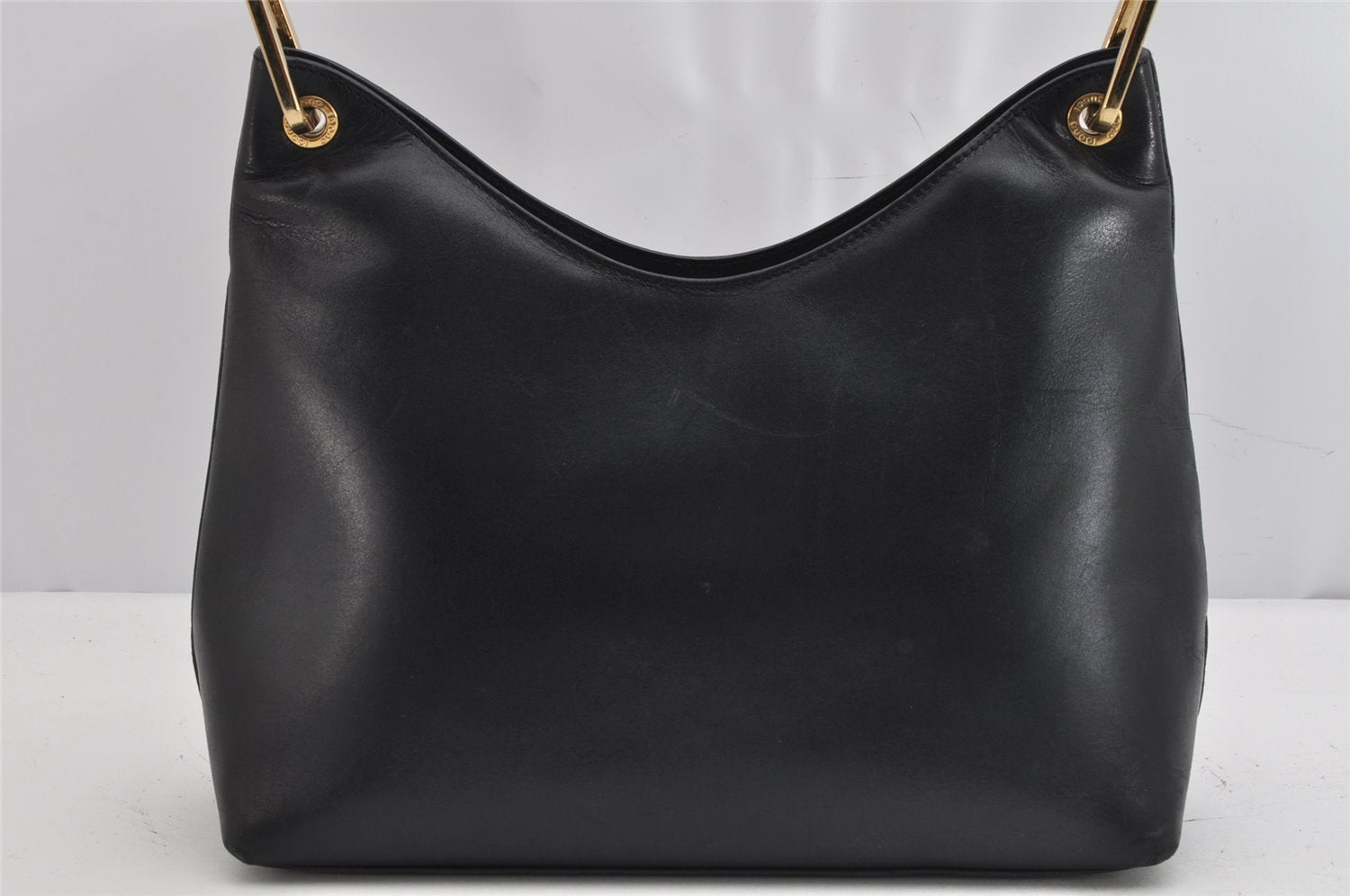 Authentic GUCCI Bamboo Shoulder Hand Bag Leather 0013008 Black Junk 0774K