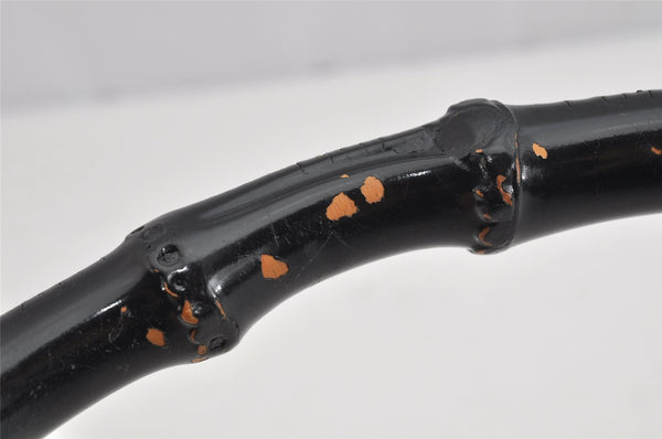 Authentic GUCCI Bamboo Shoulder Hand Bag Leather 0013008 Black Junk 0774K