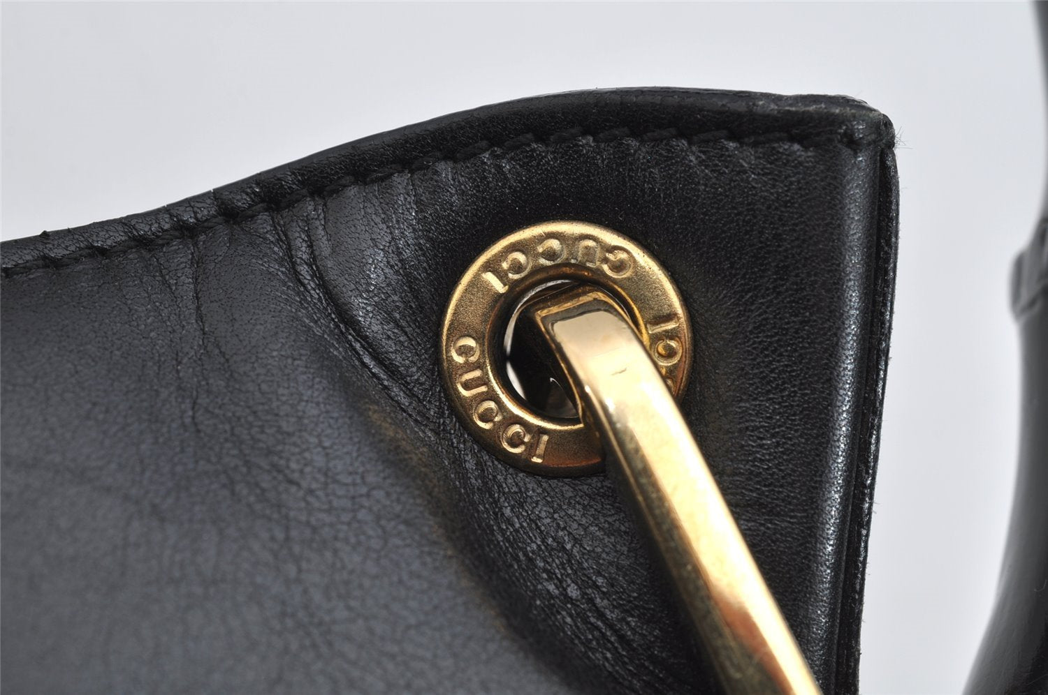 Authentic GUCCI Bamboo Shoulder Hand Bag Leather 0013008 Black Junk 0774K