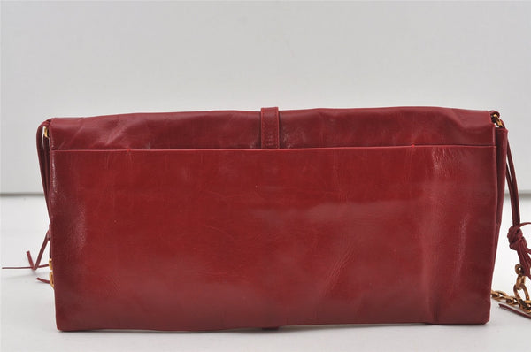 Authentic PRADA Vintage Leather Nappa Chain Shoulder Bag Purse Red 0776J