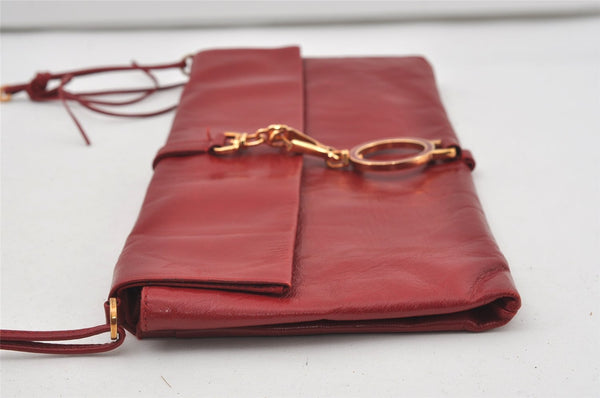 Authentic PRADA Vintage Leather Nappa Chain Shoulder Bag Purse Red 0776J